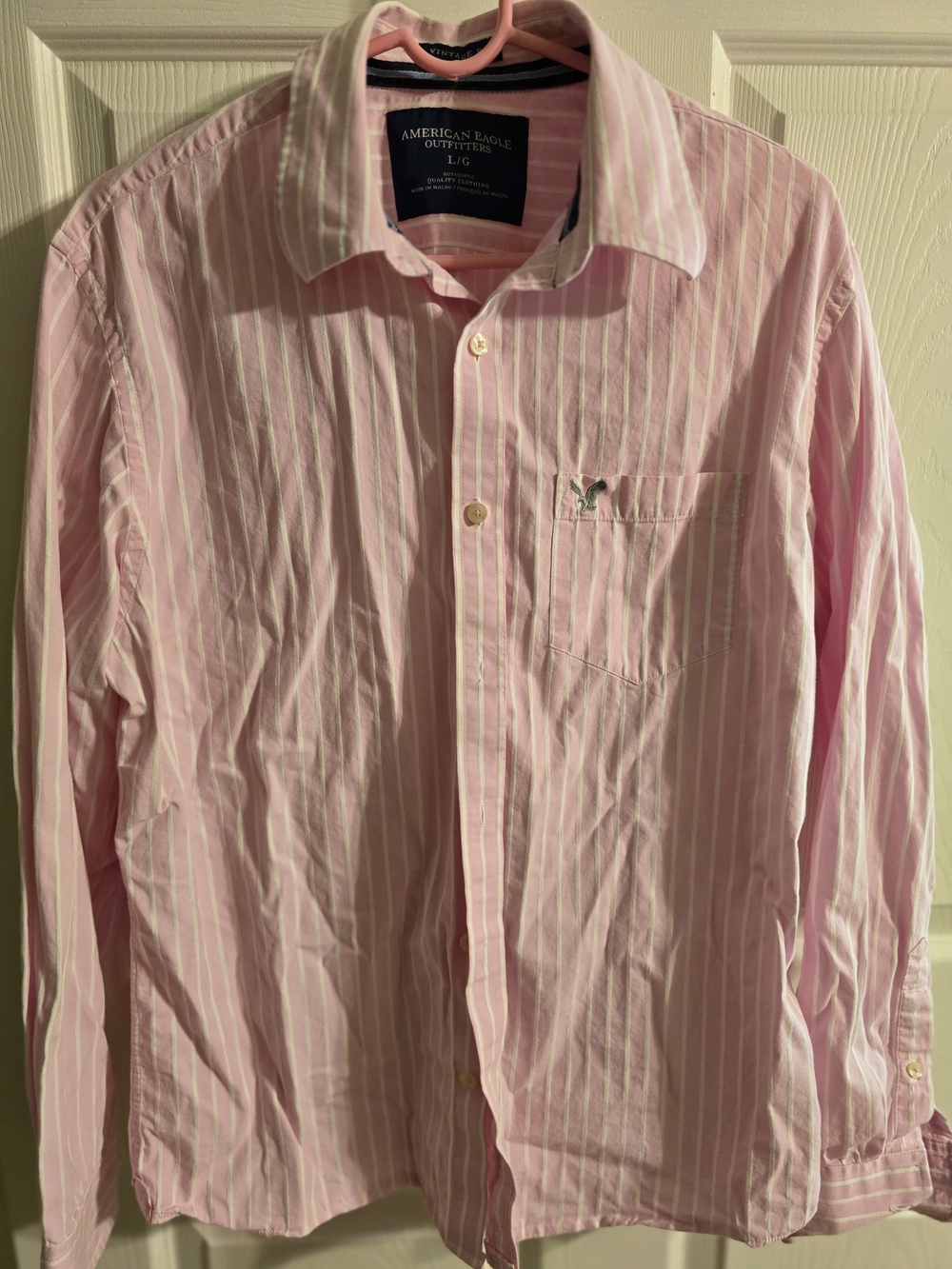 American Eagle Outfitters Women’s Classic Pink Stripe Button-Up Shirt
